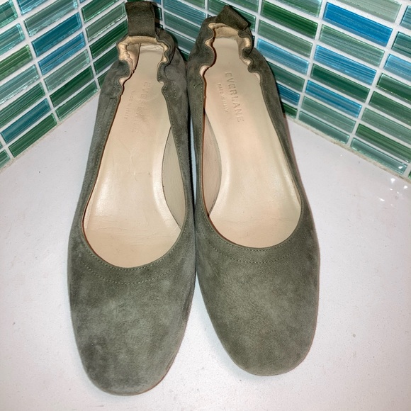 EVERLANE The Italian Leather Day Heels Sage Suede SZ: 8 - Picture 2 of 10